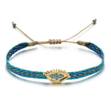ZMZY Bohemian Handmade Woven Rope Chain Bracelet Ethnic Adjustable Crystal Heart Charms Bracelets for Women Girl Cuff Jewelry daiiibabyyy