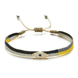 ZMZY Bohemian Handmade Woven Rope Chain Bracelet Ethnic Adjustable Crystal Heart Charms Bracelets for Women Girl Cuff Jewelry daiiibabyyy