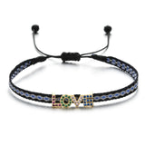 ZMZY Bohemian Handmade Woven Rope Chain Bracelet Ethnic Adjustable Crystal Heart Charms Bracelets for Women Girl Cuff Jewelry daiiibabyyy