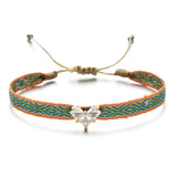 ZMZY Bohemian Handmade Woven Rope Chain Bracelet Ethnic Adjustable Crystal Heart Charms Bracelets for Women Girl Cuff Jewelry daiiibabyyy