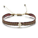 ZMZY Bohemian Handmade Woven Rope Chain Bracelet Ethnic Adjustable Crystal Heart Charms Bracelets for Women Girl Cuff Jewelry daiiibabyyy
