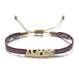 ZMZY Bohemian Handmade Woven Rope Chain Bracelet Ethnic Adjustable Crystal Heart Charms Bracelets for Women Girl Cuff Jewelry daiiibabyyy