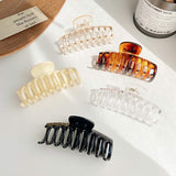 HUANZHI  Elegant Retro Multicolor Resin Large Hair Clip Bath Hair Claw for Women Girl Shark Hair Accessories Hair Style Make daiiibabyyy