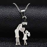 Mom Daughter Stainless Steel Chain Necklace Silver Color Necklaces Pendants Jewelry mujer Mother's Day Christmas Gift N539S01 daiiibabyyy