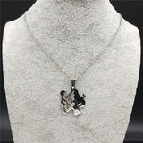 Mom Daughter Stainless Steel Chain Necklace Silver Color Necklaces Pendants Jewelry mujer Mother's Day Christmas Gift N539S01 daiiibabyyy