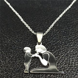 Mom Daughter Stainless Steel Chain Necklace Silver Color Necklaces Pendants Jewelry mujer Mother's Day Christmas Gift N539S01 daiiibabyyy