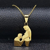 Mom Daughter Stainless Steel Chain Necklace Silver Color Necklaces Pendants Jewelry mujer Mother's Day Christmas Gift N539S01 daiiibabyyy
