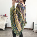 Swyivy Pullover Women Knitting Poncho Capes Autumn New 2020 Female Fashion Bohemian Poncho Cloak Tassel Winter Clothing daiiibabyyy
