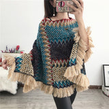 Swyivy Pullover Women Knitting Poncho Capes Autumn New 2020 Female Fashion Bohemian Poncho Cloak Tassel Winter Clothing daiiibabyyy