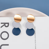 Korean Blue Geometric Acrylic Resin Drop Earrings for Women Statement Round Square Dangle Earrings  Fashion Brincos Jewelry daiiibabyyy