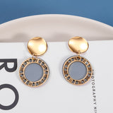 Korean Blue Geometric Acrylic Resin Drop Earrings for Women Statement Round Square Dangle Earrings  Fashion Brincos Jewelry daiiibabyyy