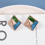 Korean Blue Geometric Acrylic Resin Drop Earrings for Women Statement Round Square Dangle Earrings  Fashion Brincos Jewelry daiiibabyyy