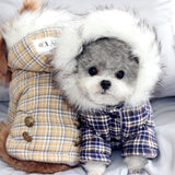 Warm Pets Dog Clothes Cotton Russia Winter Thicken Coat Costumes England Grid Hoodies Clothes for Small Puppy Dogs Clothing XXL daiiibabyyy