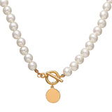 17KM Vintage Wedding Pearl Choker Necklace For Women Geometric Heart Coin Lock Pendant Necklaces Jewelry collier de perles daiiibabyyy