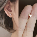 Long Tassel Butterfly Drop Earrings Silver Color  Fashion Hanging Women Earrings Summer Jewelry Girls Party Gift daiiibabyyy