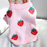 Autumn/Winter Pet Strawberry Print Sweater Small Dog Cat Teddy Bichon Hiromi Schnauzer Yorkshire Poodle Dog Clothes daiiibabyyy