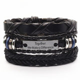 3 Pcs/Set Leather Bracelets Men Bangles For Women Wood Beads Feather TRUST IN GOD Cross Charm Homme Gift Jewelry Freely Shipping daiiibabyyy