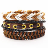 3 Pcs/Set Leather Bracelets Men Bangles For Women Wood Beads Feather TRUST IN GOD Cross Charm Homme Gift Jewelry Freely Shipping daiiibabyyy