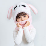 Winter Children Hat Plus Fleece Kids Caps Cartoon Hat For Girls Boys Scarf Thicken Cap Newborn Photography Baby Stuff daiiibabyyy