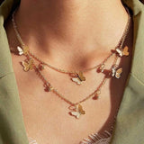 New Hot Sale Fashion Butterfly Pendant Necklace Alloy Double-Layer Clavicle Chain Butterfly Dangle Necklace Female Jewelry Gift daiiibabyyy