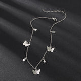 New Hot Sale Fashion Butterfly Pendant Necklace Alloy Double-Layer Clavicle Chain Butterfly Dangle Necklace Female Jewelry Gift daiiibabyyy