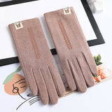 New Women Winter Keep Warm Touch Screen Thin Section Gloves Single Layer Plus Velvet Inside Female Elegant Soft Gloves daiiibabyyy