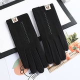 New Women Winter Keep Warm Touch Screen Thin Section Gloves Single Layer Plus Velvet Inside Female Elegant Soft Gloves daiiibabyyy