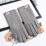 New Women Winter Keep Warm Touch Screen Thin Section Gloves Single Layer Plus Velvet Inside Female Elegant Soft Gloves daiiibabyyy