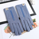 New Women Winter Keep Warm Touch Screen Thin Section Gloves Single Layer Plus Velvet Inside Female Elegant Soft Gloves daiiibabyyy