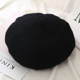 Pearl Beret Hat for Women Cashmere Winter Retro French Winter Black Red French Artist Flat Fashion Red Yellow Lady Vintage Cap daiiibabyyy