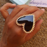 AENSOA Bohemian Heart Gold Clor Rings For Women BOHO Love Heart Round Enamel Ring  Female Finger Statement Fashion Jewelry daiiibabyyy