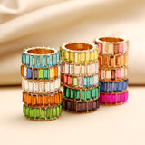 Fashion 3A Cubic Zirconia Ring For Women Men  Bohemian Colorful Rainbow Ring Woman Diy Statement Rings Party Wedding Jewelry