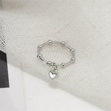 AOMU  Fashion Crystal Beaded Rings Cute Minimalist Coloful Beads Geometric Stacked Fine Rings for Women Party Gift Jewelry daiiibabyyy
