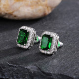 Huitan Gorgeous Green Cubic Zirconia Stud Earrings for Women Noble Wedding Party Earring Fine Birthday Gift Lady Fashion Jewelry daiiibabyyy