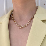 IPARAM Thick Chain Toggle Clasp Gold Necklaces Mixed Linked Circle Necklaces for Women Minimalist Choker Necklace Hot Jewelry daiiibabyyy