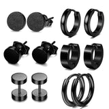 Stainless Steel Skull Black Stud Earring Set For Men Punk Earrings Set Men'S Jewelry Gothic Men Earrings Studs Lot Ear Stud Set daiiibabyyy