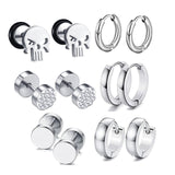 Stainless Steel Skull Black Stud Earring Set For Men Punk Earrings Set Men'S Jewelry Gothic Men Earrings Studs Lot Ear Stud Set daiiibabyyy