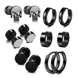 Stainless Steel Skull Black Stud Earring Set For Men Punk Earrings Set Men'S Jewelry Gothic Men Earrings Studs Lot Ear Stud Set daiiibabyyy