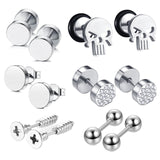 Stainless Steel Skull Black Stud Earring Set For Men Punk Earrings Set Men'S Jewelry Gothic Men Earrings Studs Lot Ear Stud Set daiiibabyyy