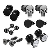 Stainless Steel Skull Black Stud Earring Set For Men Punk Earrings Set Men'S Jewelry Gothic Men Earrings Studs Lot Ear Stud Set daiiibabyyy