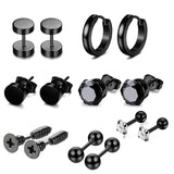 Stainless Steel Skull Black Stud Earring Set For Men Punk Earrings Set Men'S Jewelry Gothic Men Earrings Studs Lot Ear Stud Set daiiibabyyy