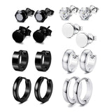 Stainless Steel Skull Black Stud Earring Set For Men Punk Earrings Set Men'S Jewelry Gothic Men Earrings Studs Lot Ear Stud Set daiiibabyyy