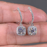 Huitan New Trendy Square Shape Drop Earrings Brilliant Bridal Engagement Wedding Jewelry Elegant Female Dangle Earring Fine Gift daiiibabyyy