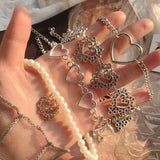 Kpop Heart Chain Choker Necklace For Women collar Goth Necklaces Aesthetic Jewellery Christmas Party Girl halloween New Chocker daiiibabyyy