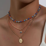 Fashion Turkish Evil Eyes Multilayer Necklaces For Women Bohemian Vintage Devil Pendant Necklaces Choker Beads Party Jewelry New daiiibabyyy