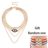 Fashion Turkish Evil Eyes Multilayer Necklaces For Women Bohemian Vintage Devil Pendant Necklaces Choker Beads Party Jewelry New daiiibabyyy