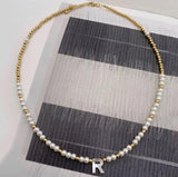 Shell letter necklace 2mm crystal  new jewelry women short boutique beaded accessories charm Christmas gift fashion wild daiiibabyyy