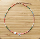 Shell letter necklace 2mm crystal  new jewelry women short boutique beaded accessories charm Christmas gift fashion wild daiiibabyyy