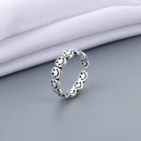 Vintage Ancient Silver Color Happy Smiling Face Open Rings for Women Punk Hip Hop Adjustable Ring Fashion Jewelry Best Gift daiiibabyyy