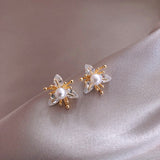 Korean New Design Fashion Jewelry Exquisite Copper Inlay Color Zircon Flower Leaf Garland Women Earrings daiiibabyyy